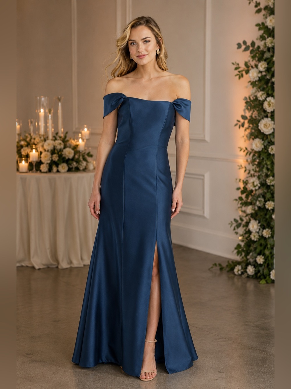 Bella Bridesmaids Dessy Group D793 Satin Twill Dusk Blue Size 16